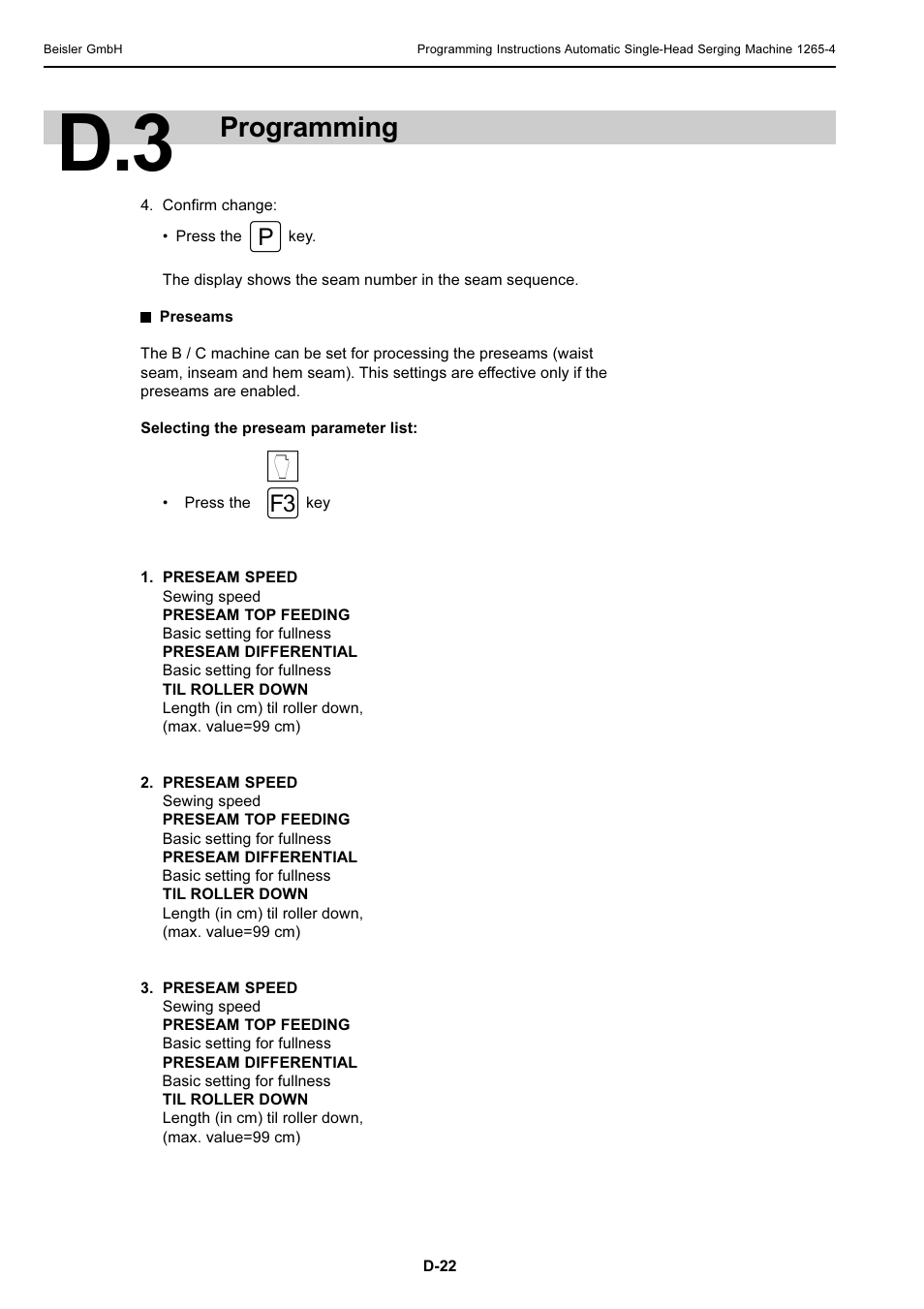 Programming | Beisler 1265-4 User Manual | Page 85 / 100