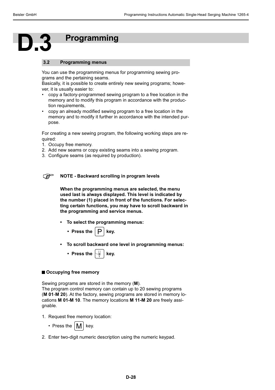 Programming | Beisler 1265-4 User Manual | Page 91 / 100