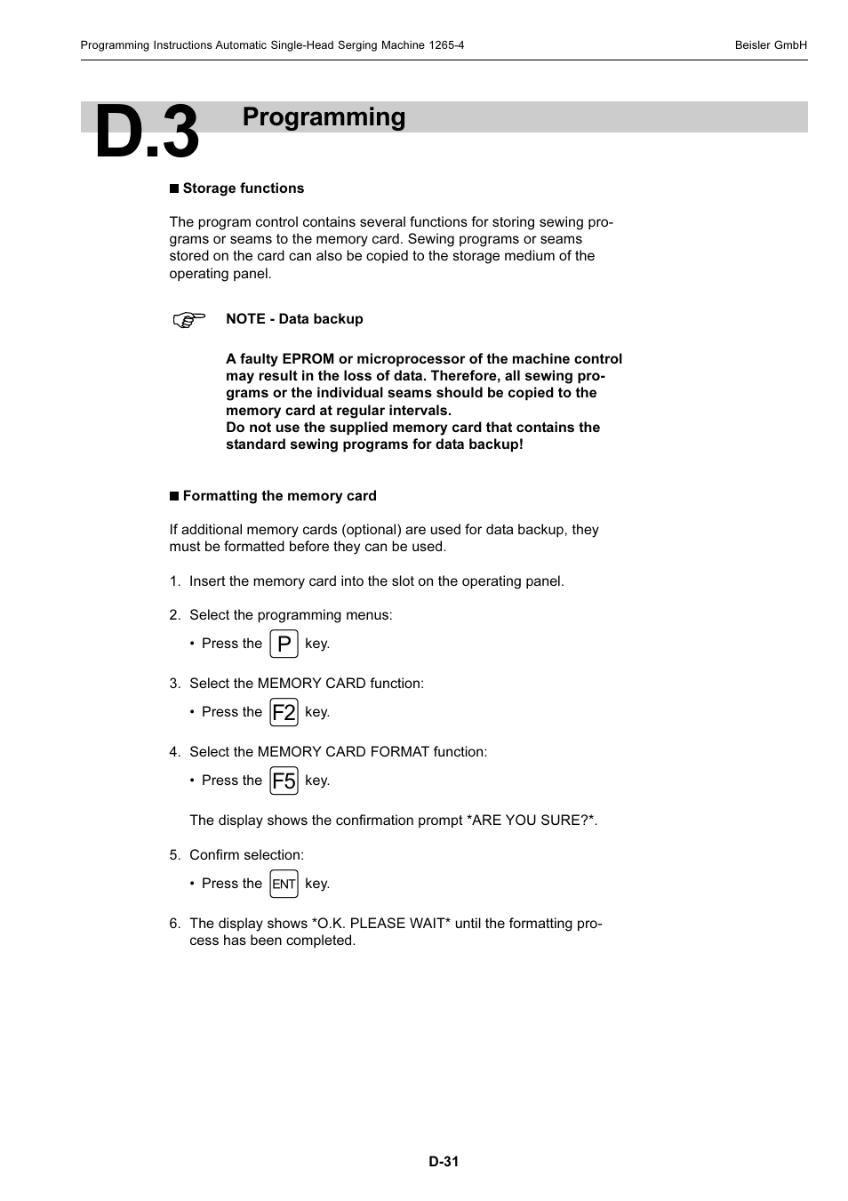 Programming | Beisler 1265-4 User Manual | Page 94 / 100