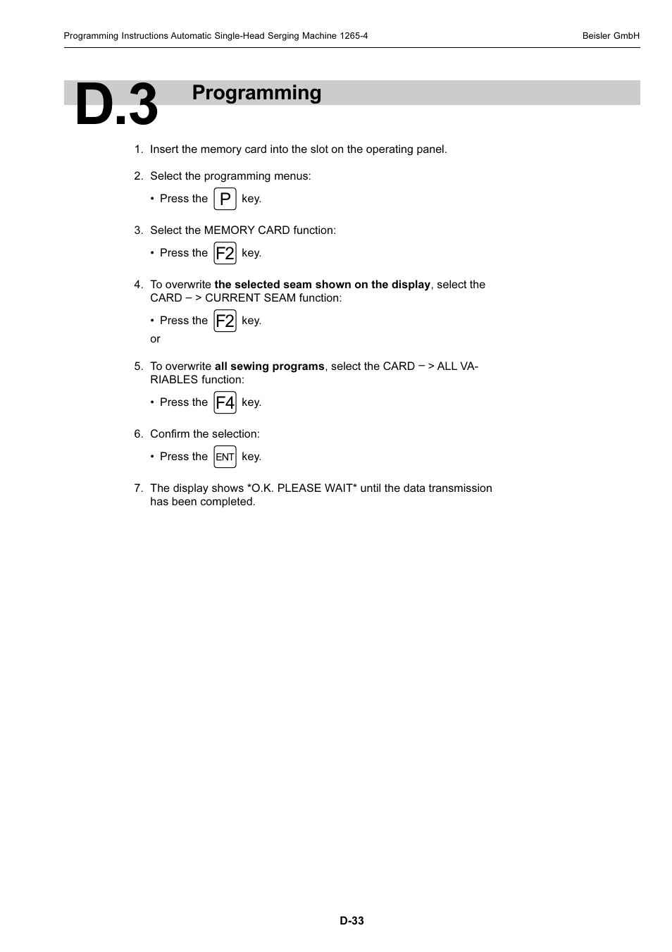 Programming | Beisler 1265-4 User Manual | Page 96 / 100