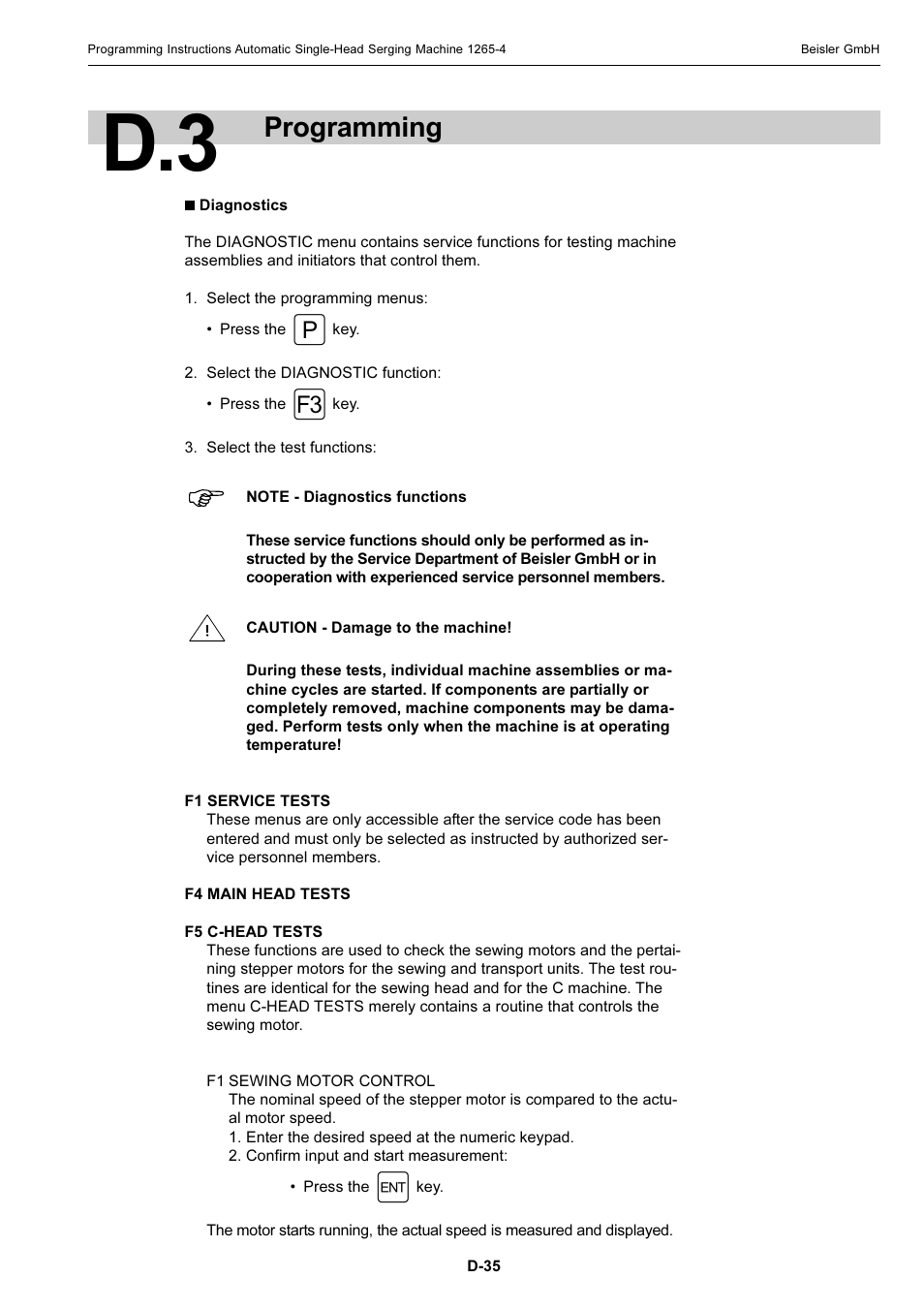 Programming | Beisler 1265-4 User Manual | Page 98 / 100