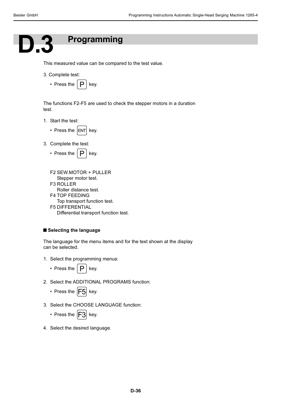 Programming | Beisler 1265-4 User Manual | Page 99 / 100