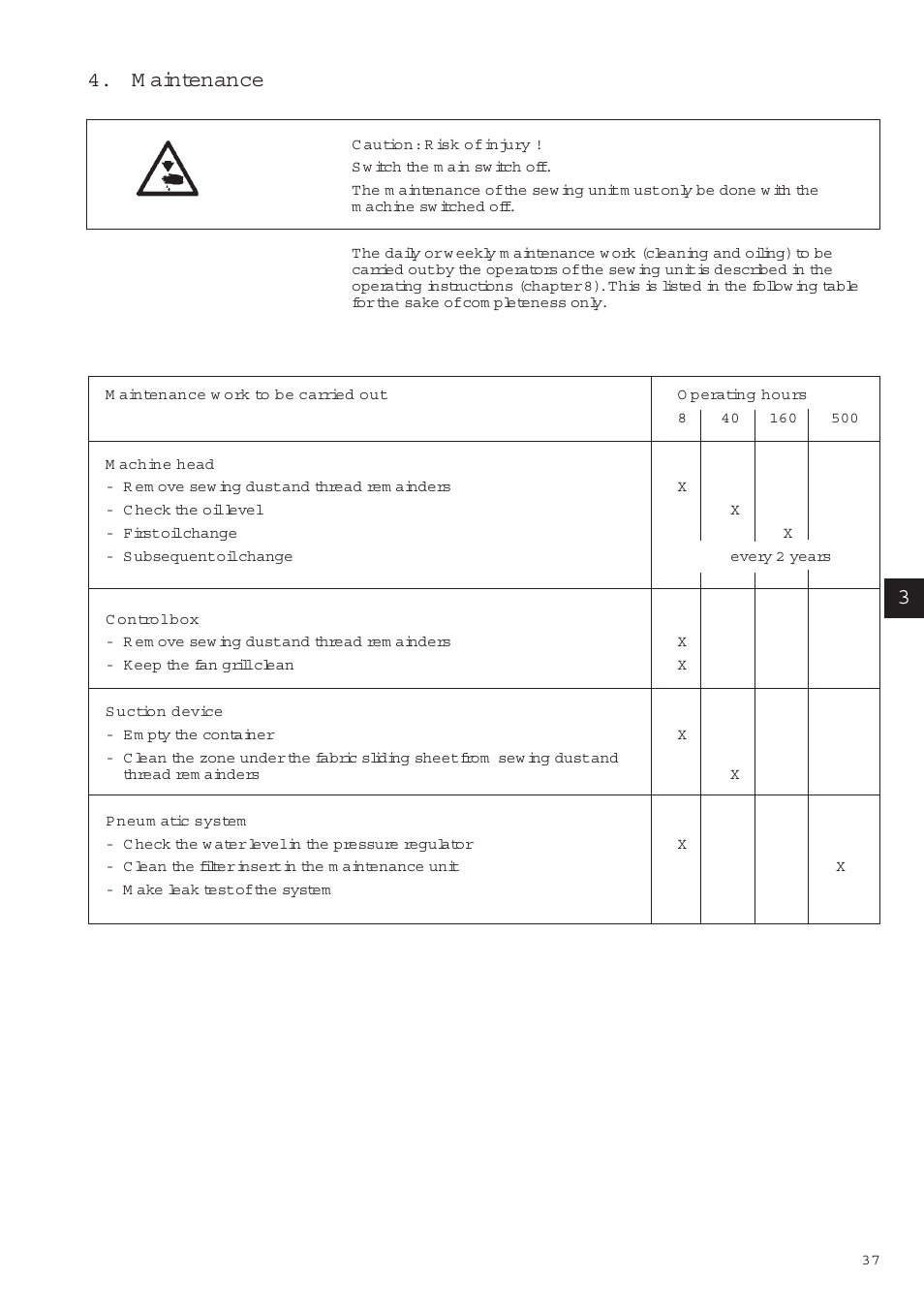 M aintenance | Beisler 1265-5 User Manual | Page 112 / 113
