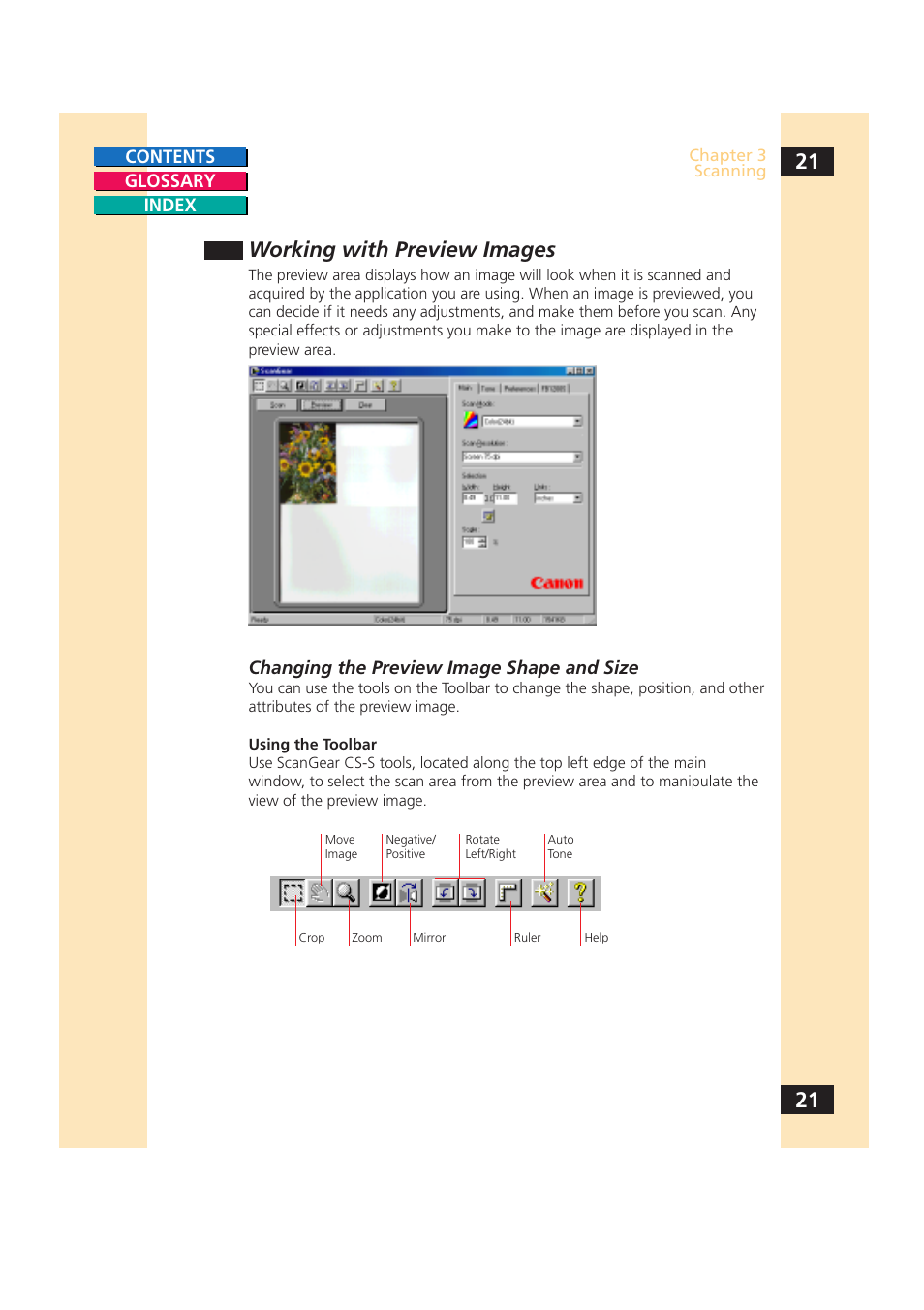 Working with preview images | Canon CS-S 4.3 User Manual | Page 21 / 109