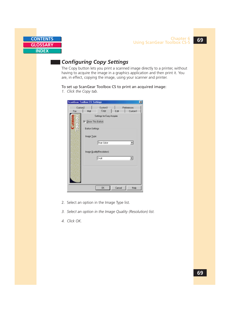 Configuring copy settings | Canon CS-S 4.3 User Manual | Page 69 / 109