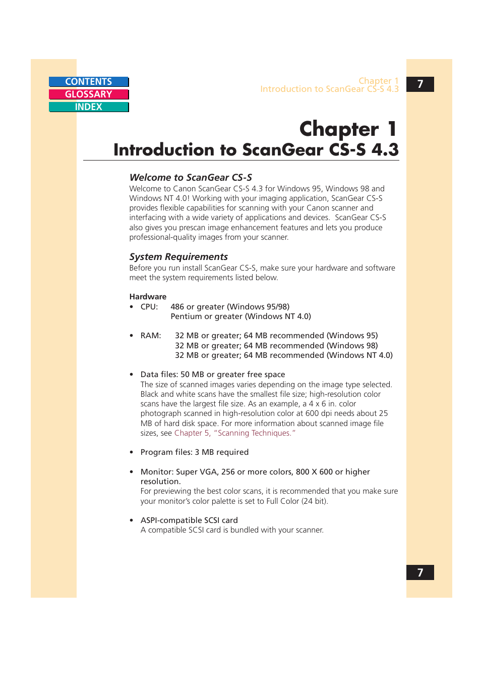 Introduction to scangear cs-s 4.3, Chapter 1 | Canon CS-S 4.3 User Manual | Page 7 / 109