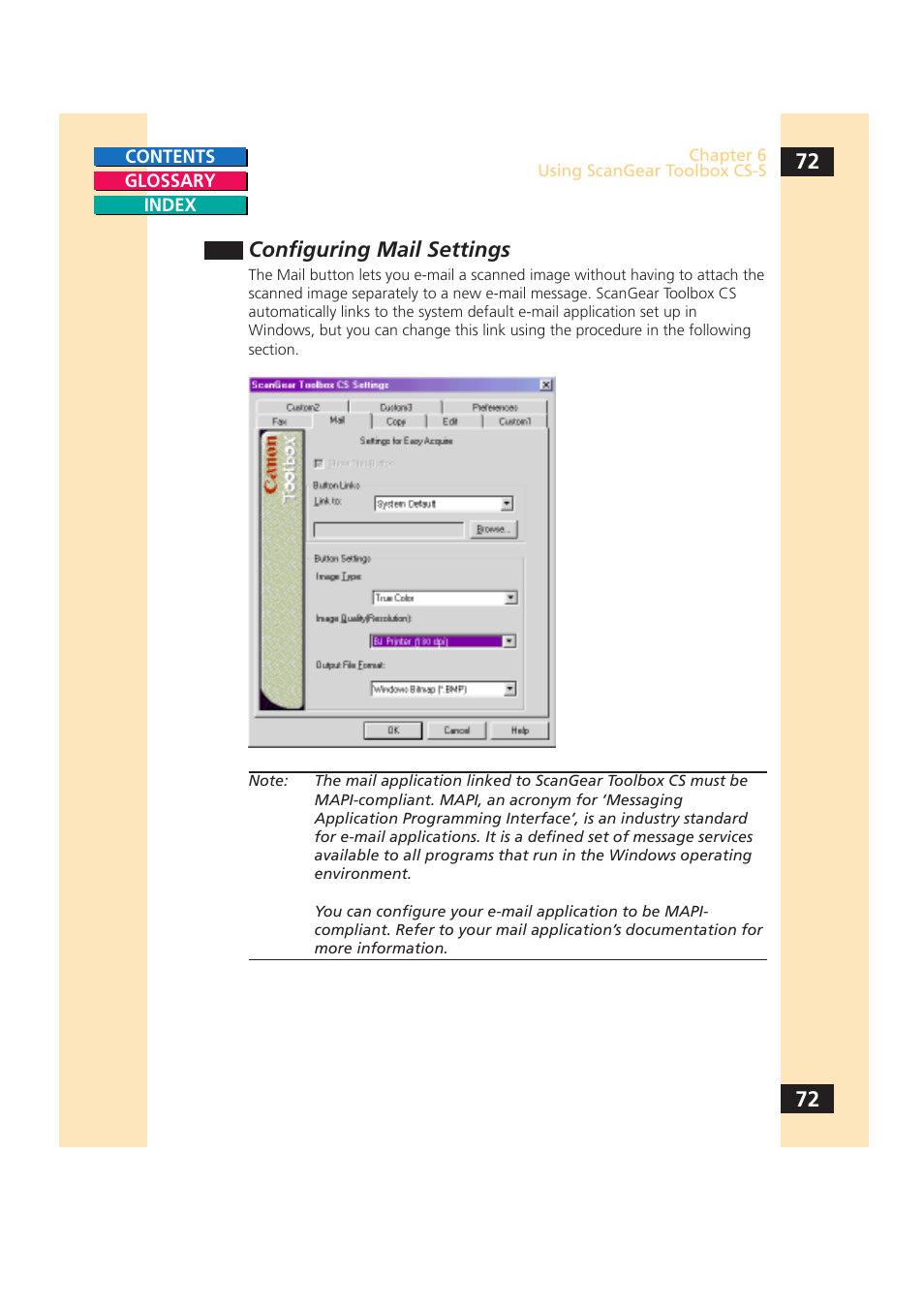 Configuring mail settings | Canon CS-S 4.3 User Manual | Page 72 / 109