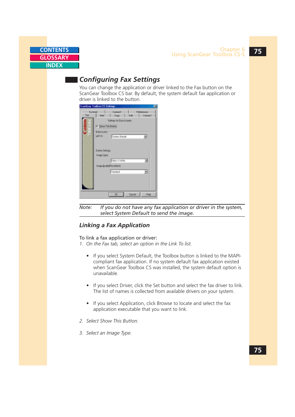 Configuring fax settings | Canon CS-S 4.3 User Manual | Page 75 / 109