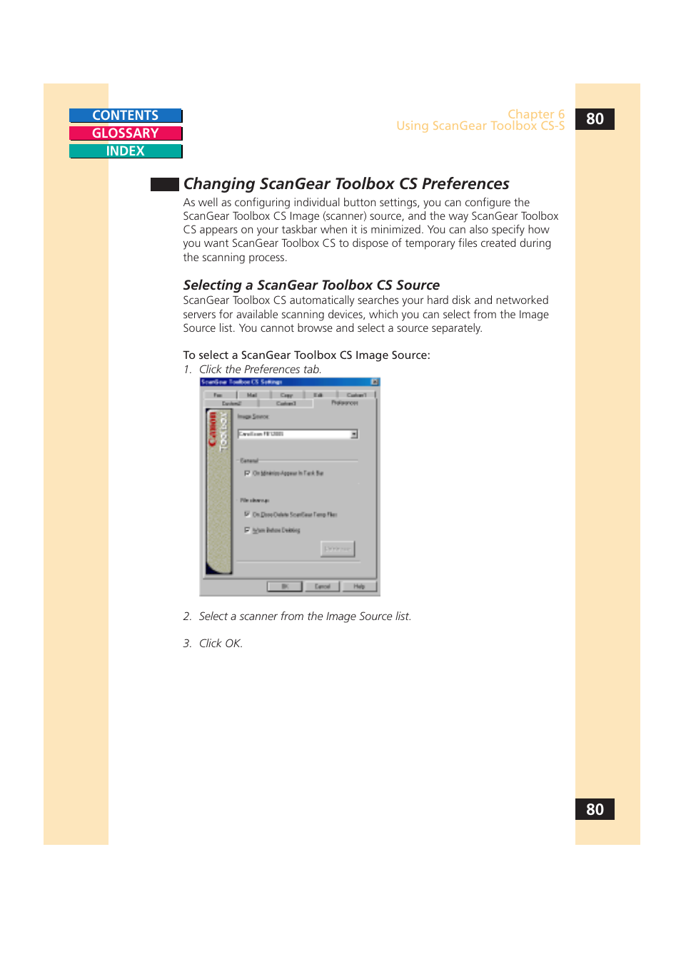 Changing scangear toolbox cs preferences | Canon CS-S 4.3 User Manual | Page 80 / 109