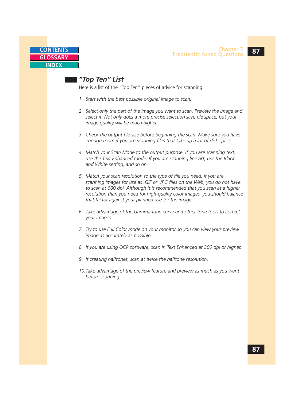 Top ten” list | Canon CS-S 4.3 User Manual | Page 87 / 109