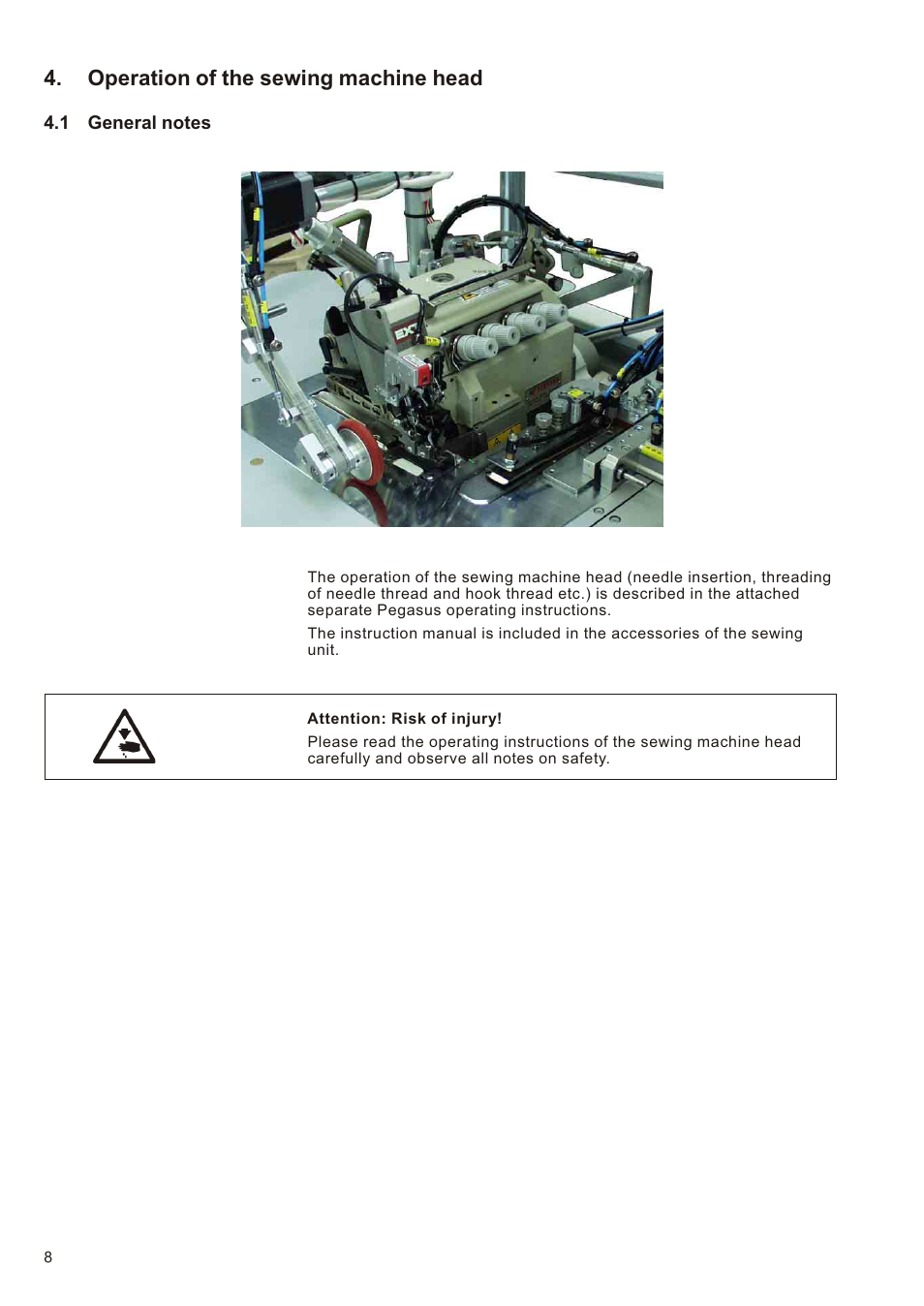 Operation of the sewing machine head | Beisler 1281-5 User Manual | Page 12 / 86