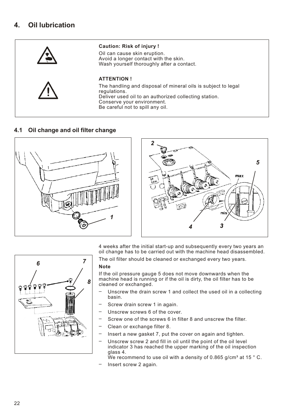 Oil lubrication | Beisler 1281-5 User Manual | Page 84 / 86