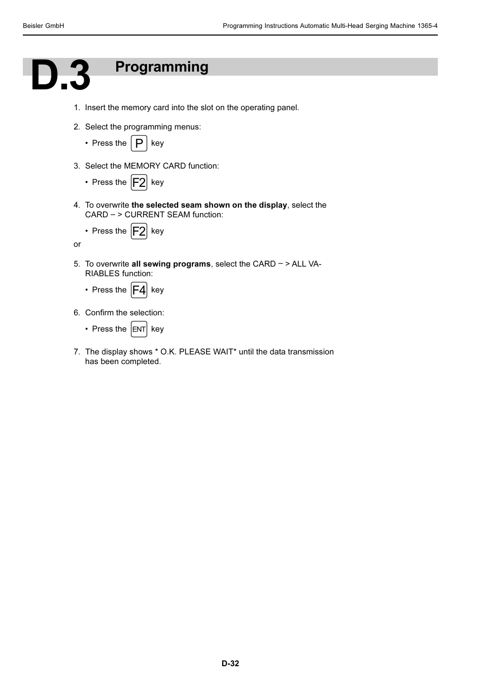 Programming | Beisler 1360-4 User Manual | Page 101 / 106