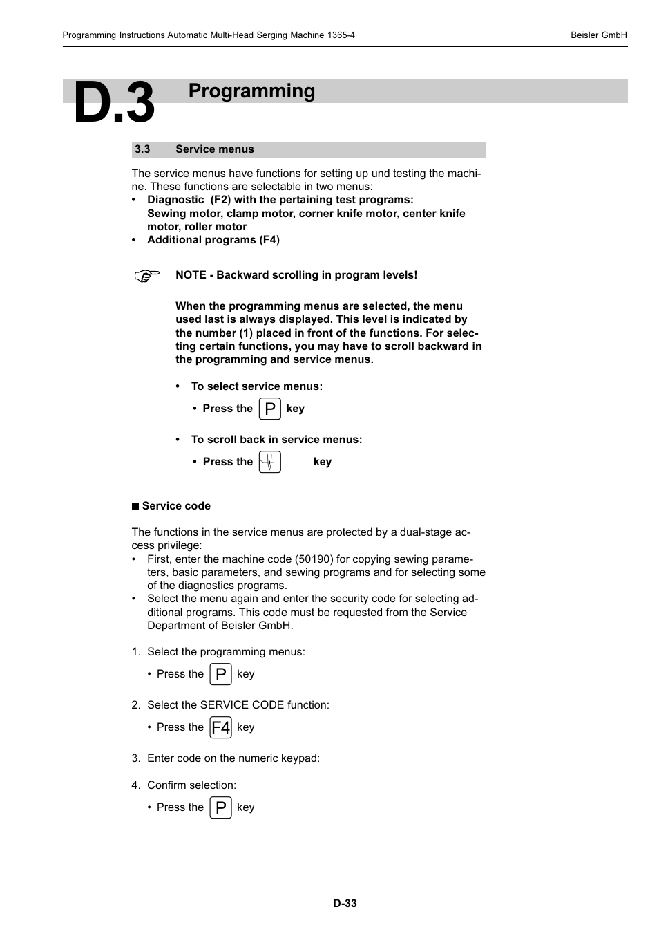 Programming | Beisler 1360-4 User Manual | Page 102 / 106