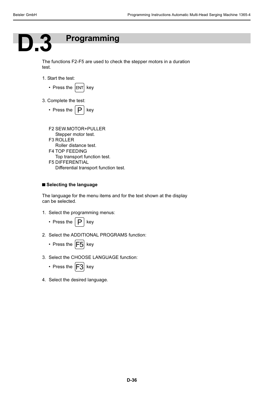 Programming | Beisler 1360-4 User Manual | Page 105 / 106