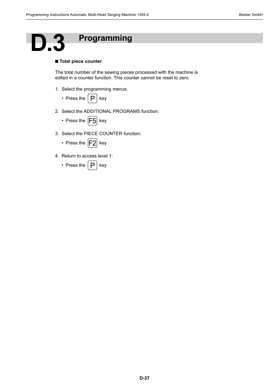 Programming | Beisler 1360-4 User Manual | Page 106 / 106
