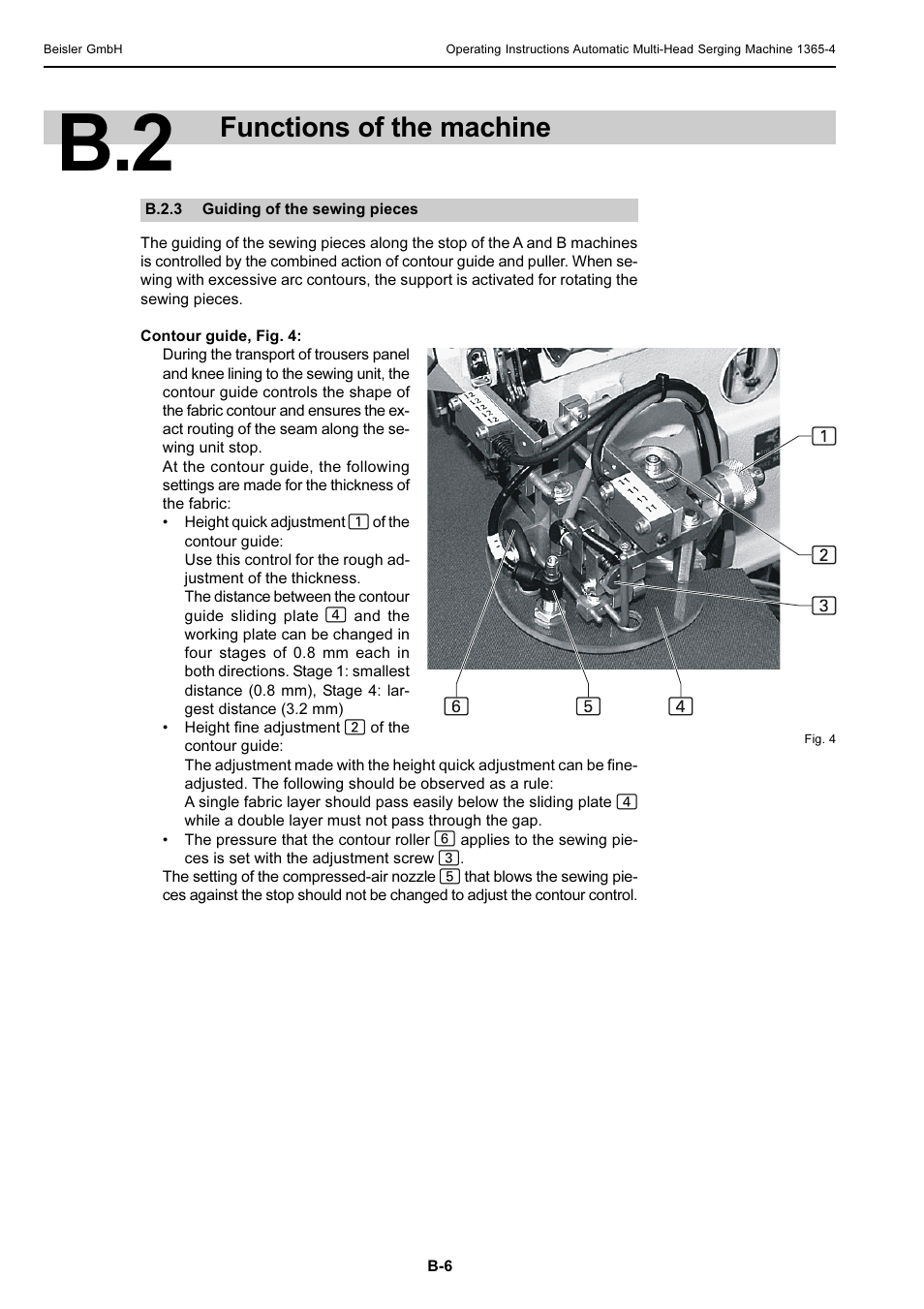 Functions of the machine | Beisler 1360-4 User Manual | Page 16 / 106