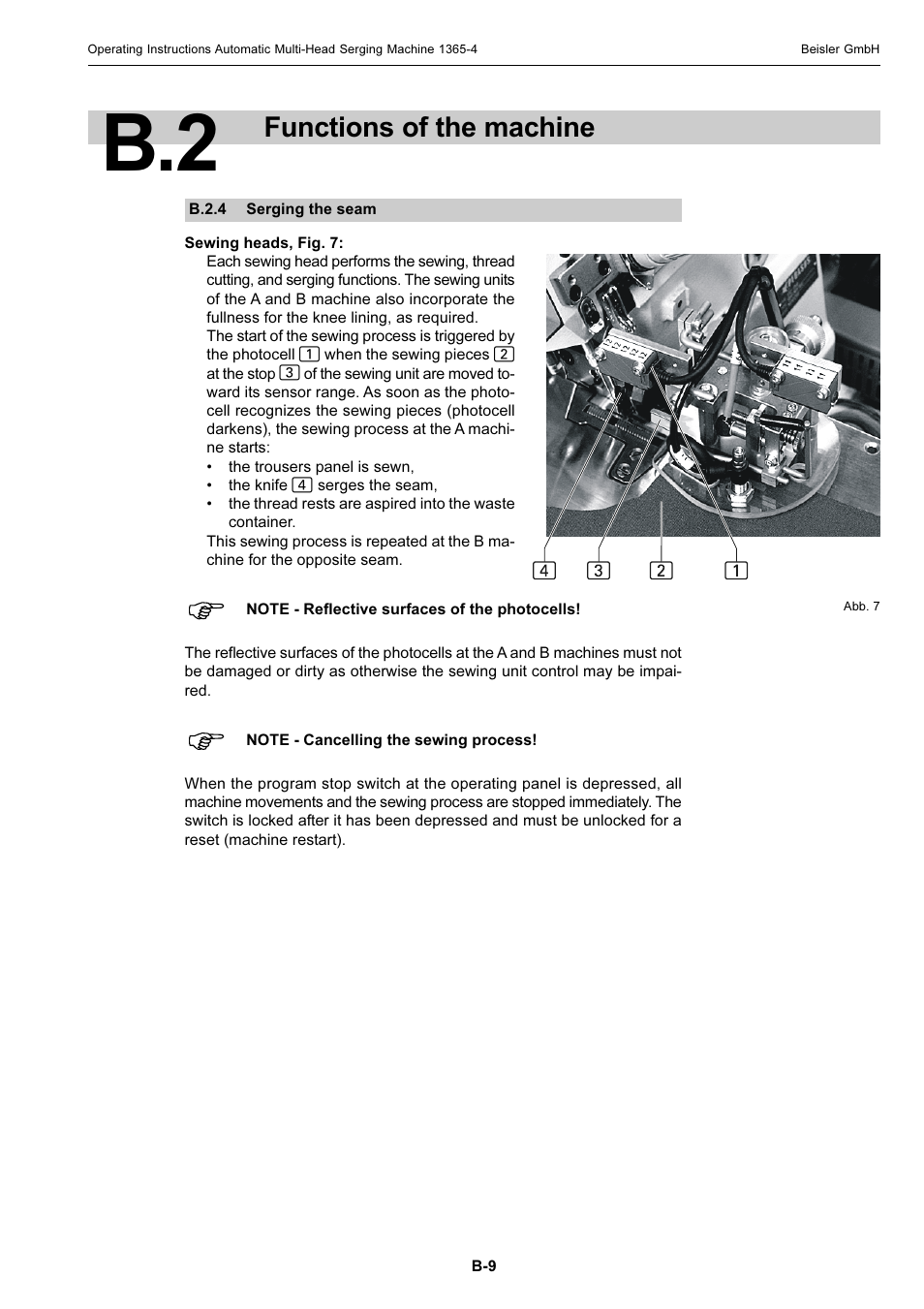 Functions of the machine | Beisler 1360-4 User Manual | Page 19 / 106