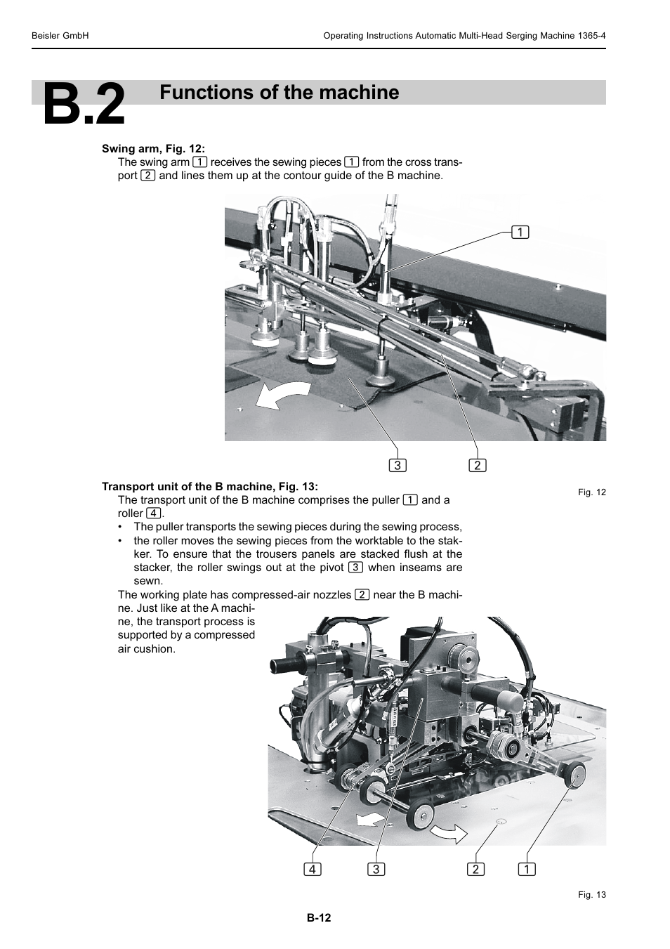 Functions of the machine | Beisler 1360-4 User Manual | Page 22 / 106