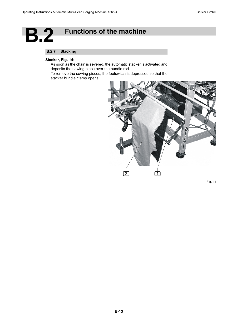 Functions of the machine | Beisler 1360-4 User Manual | Page 23 / 106