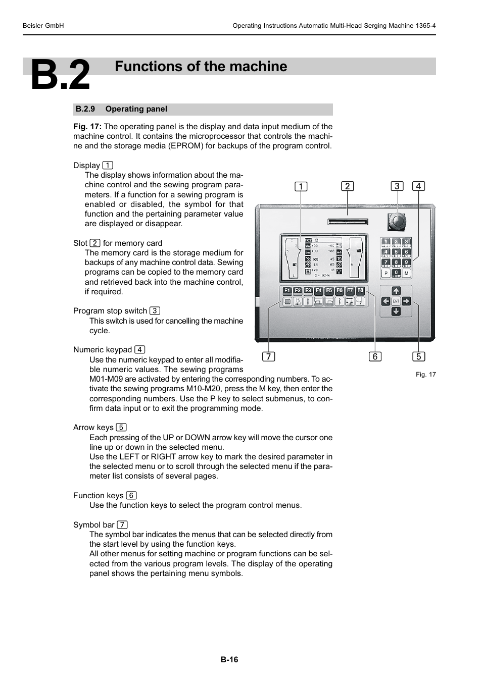 Functions of the machine | Beisler 1360-4 User Manual | Page 26 / 106