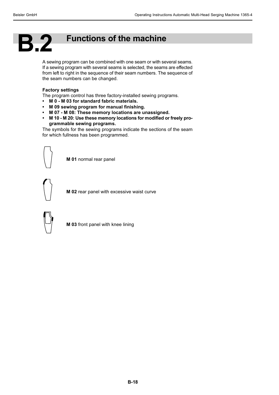 Functions of the machine | Beisler 1360-4 User Manual | Page 28 / 106