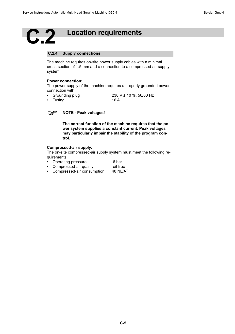 Location requirements | Beisler 1360-4 User Manual | Page 45 / 106