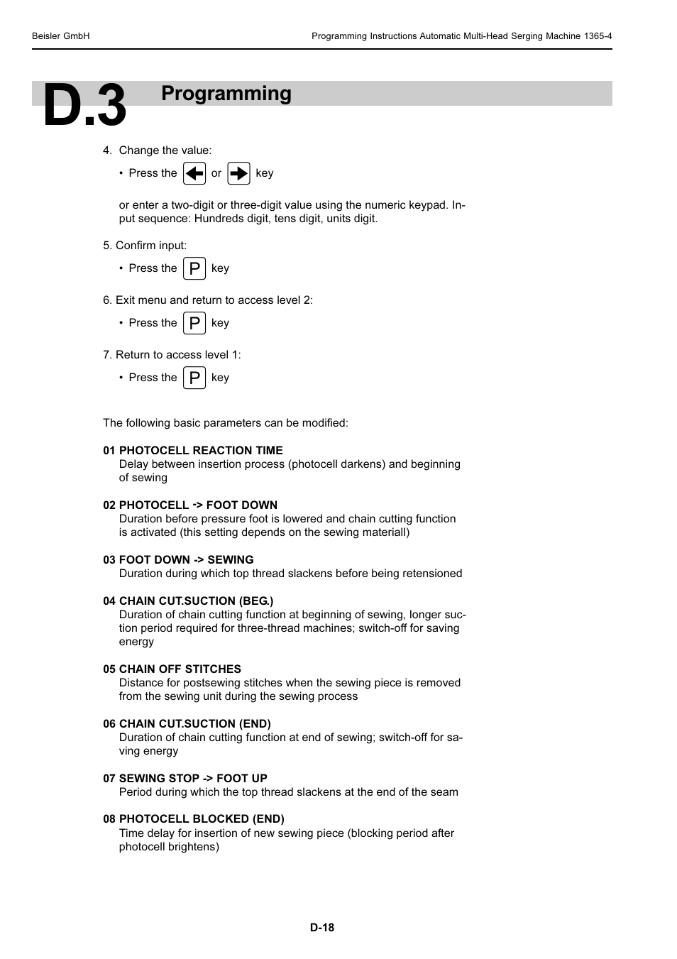 Programming | Beisler 1360-4 User Manual | Page 87 / 106