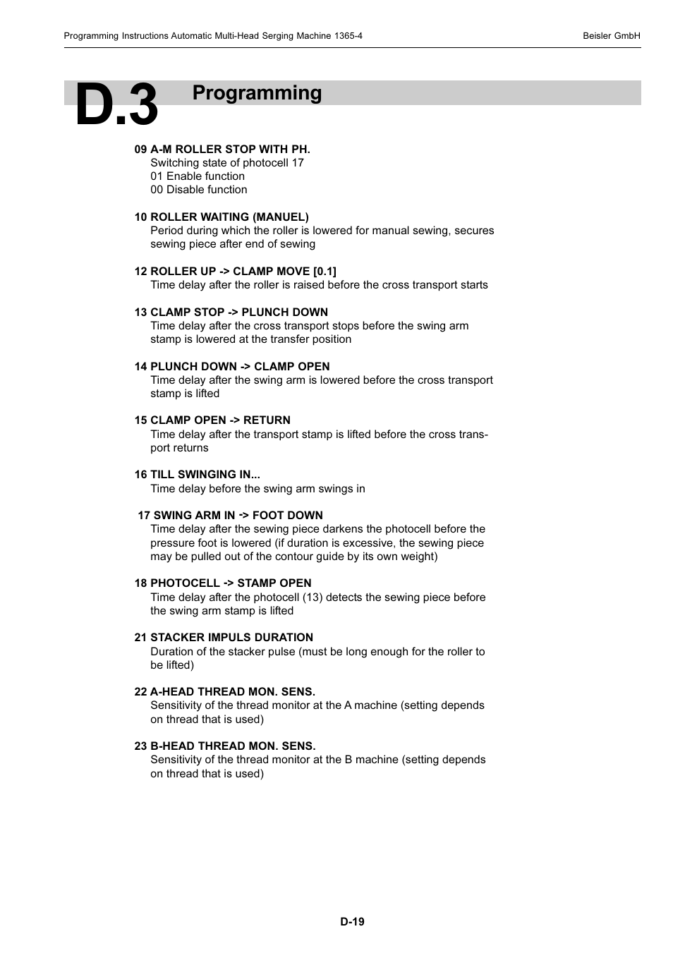 Programming | Beisler 1360-4 User Manual | Page 88 / 106