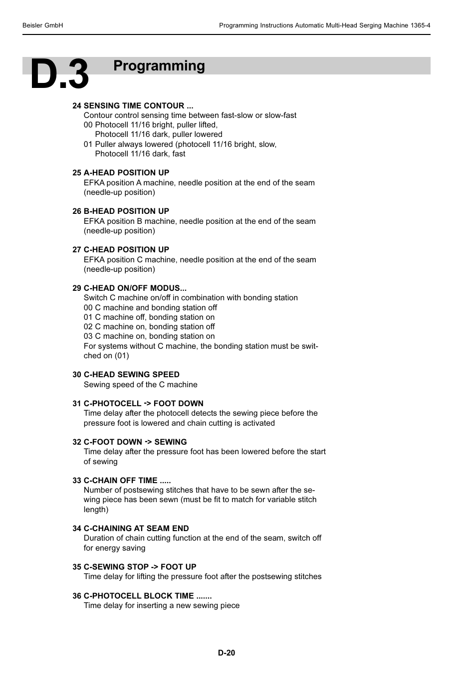 Programming | Beisler 1360-4 User Manual | Page 89 / 106