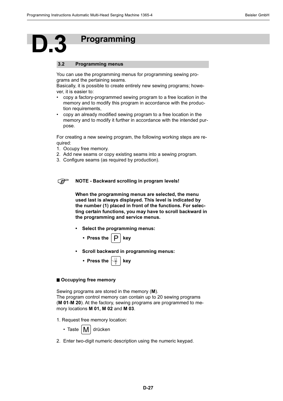 Programming | Beisler 1360-4 User Manual | Page 96 / 106
