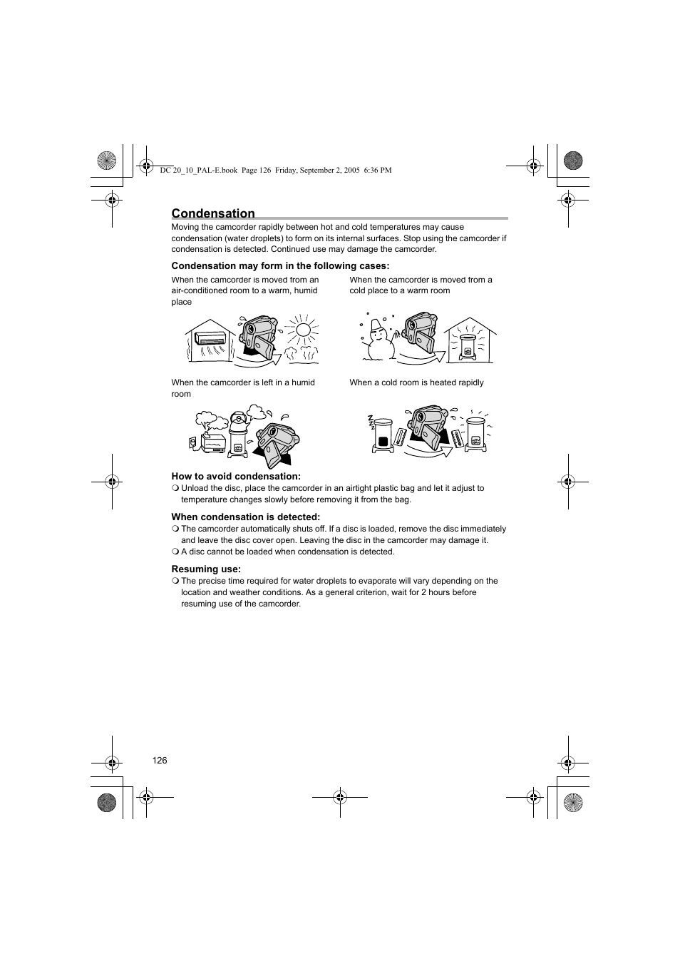 Condensation | Canon DC 20 User Manual | Page 126 / 144