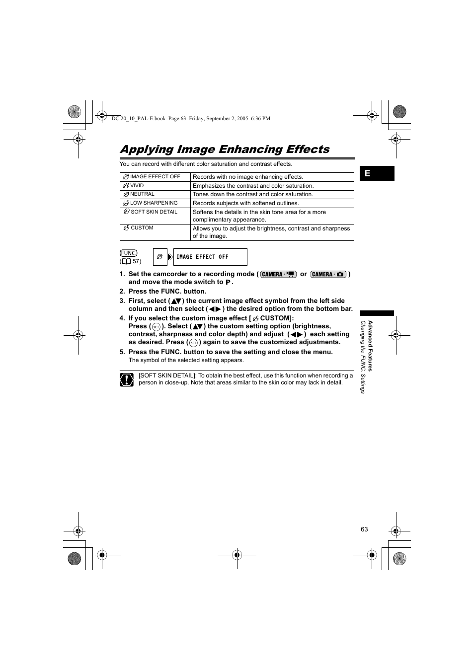 Applying image enhancing effects | Canon DC 20 User Manual | Page 63 / 144