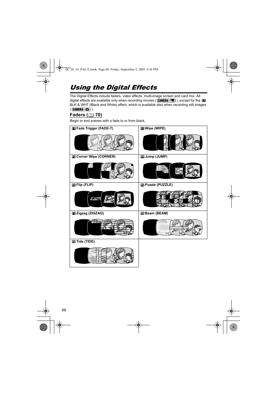 Using the digital effects | Canon DC 20 User Manual | Page 68 / 144