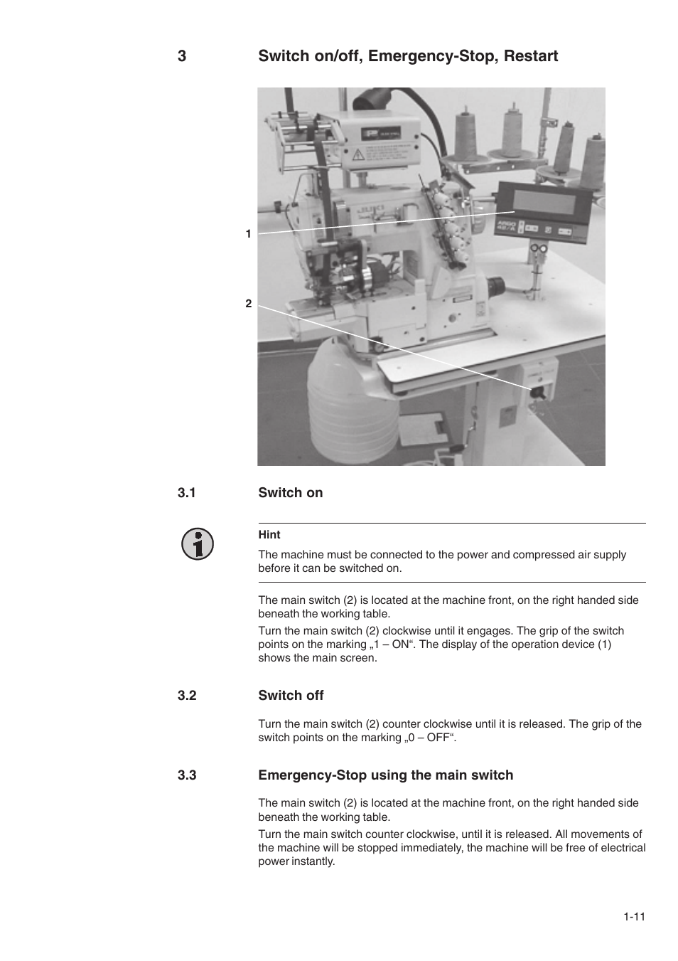 3switch on/off, emergency-stop, restart | Beisler 1500-70-2 User Manual | Page 13 / 46