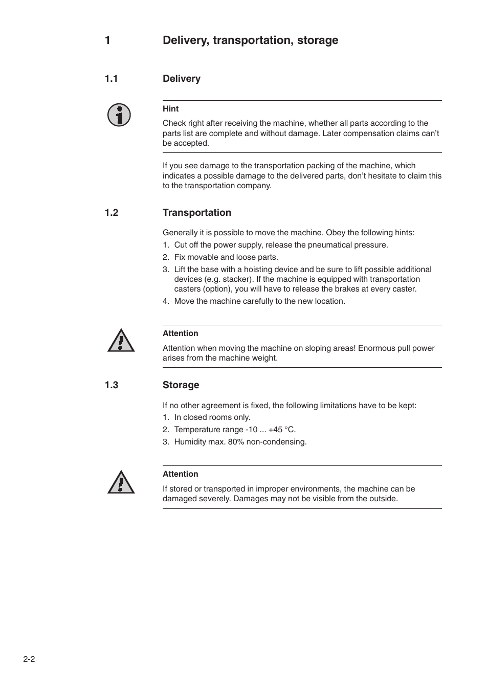 1delivery, transportation, storage | Beisler 1500-70-2 User Manual | Page 26 / 46