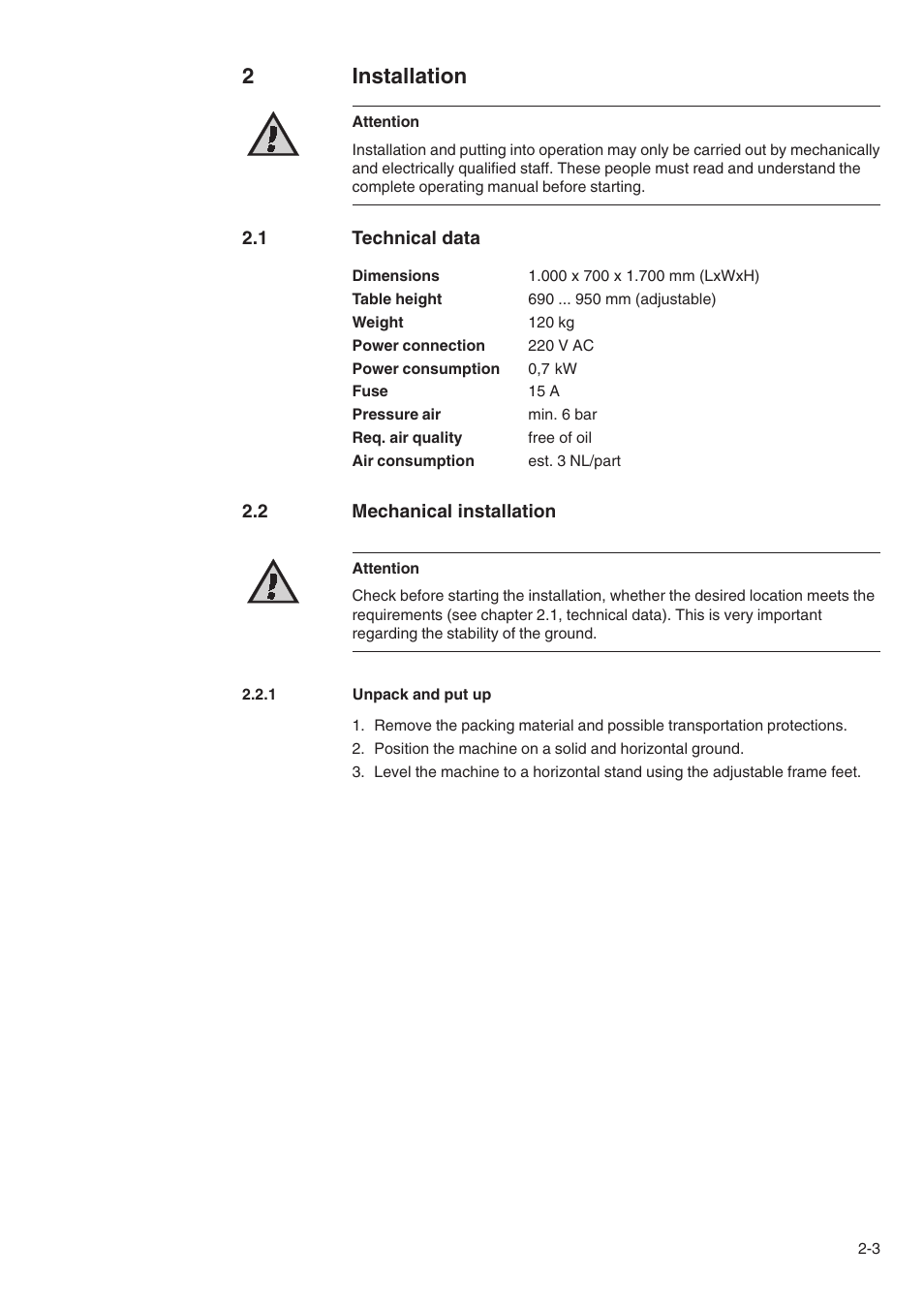 2installation | Beisler 1500-70-2 User Manual | Page 27 / 46