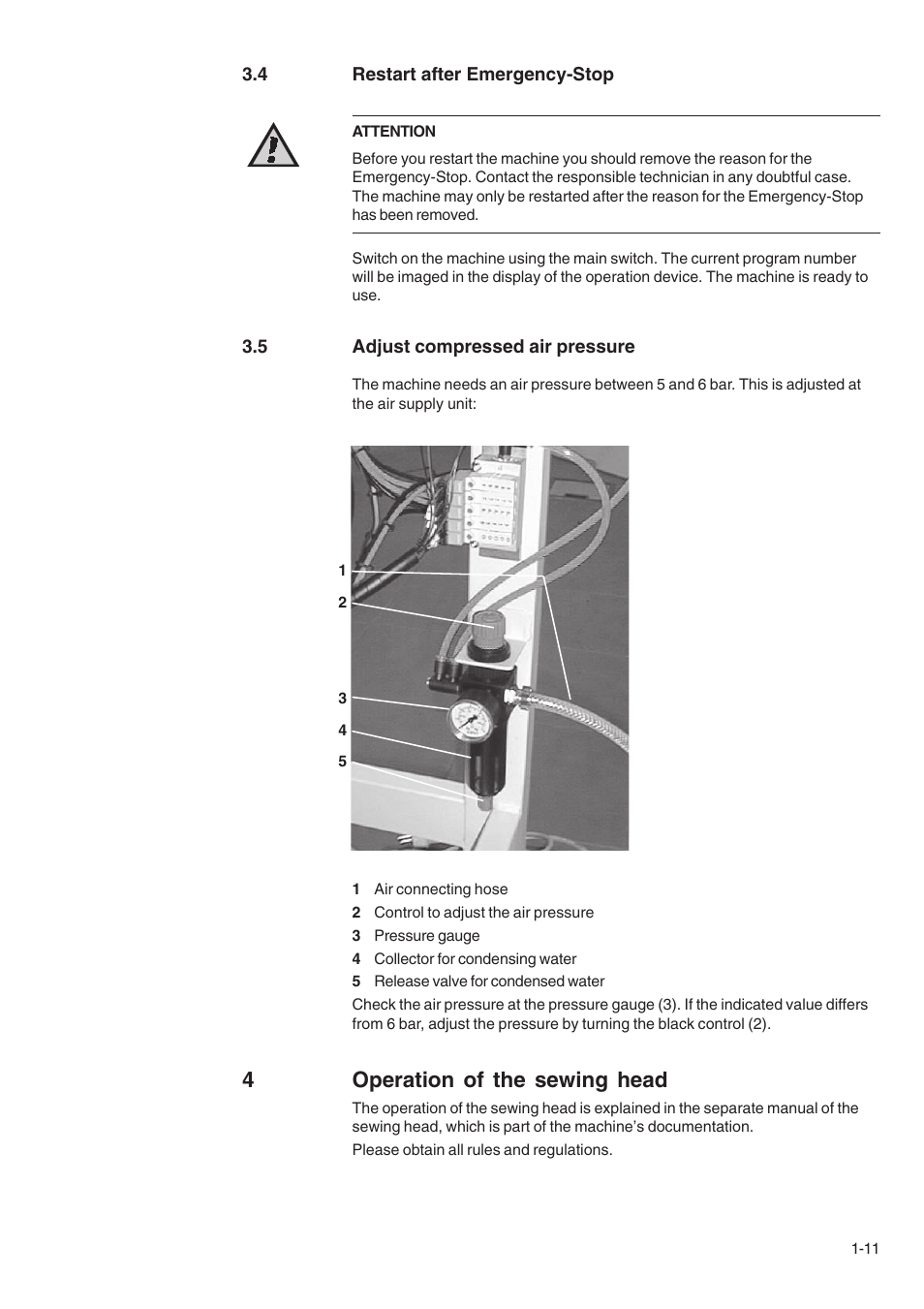 4operation of the sewing head | Beisler 1710-5 User Manual | Page 13 / 42