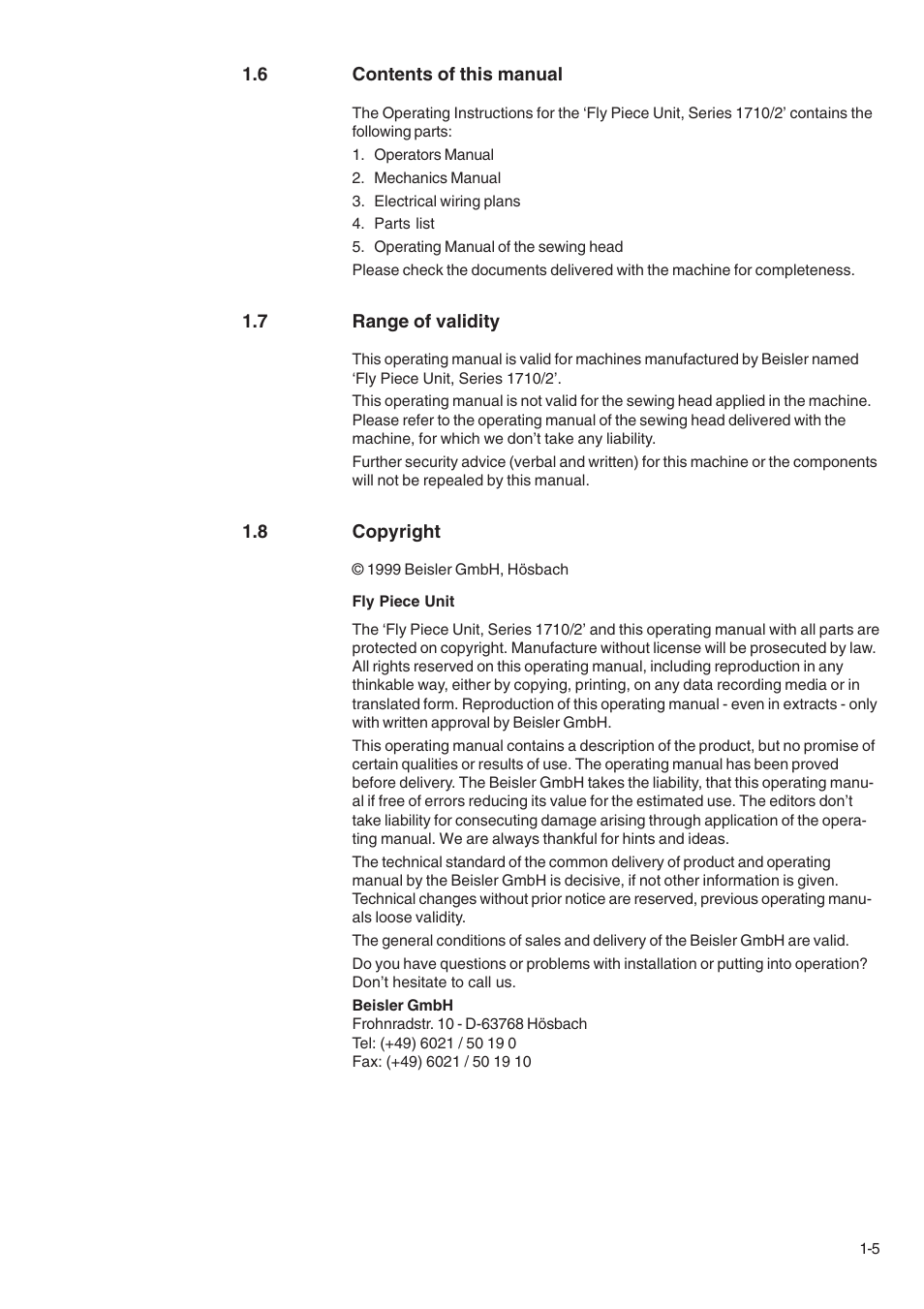 Beisler 1710-5 User Manual | Page 7 / 42