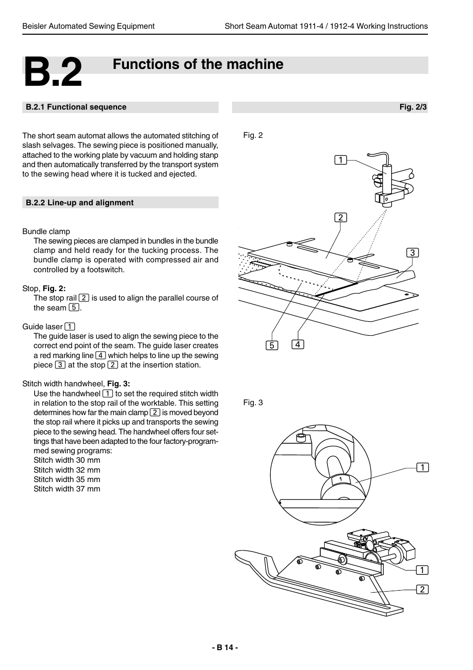 Functions of the machine | Beisler 1911-4 User Manual | Page 14 / 88