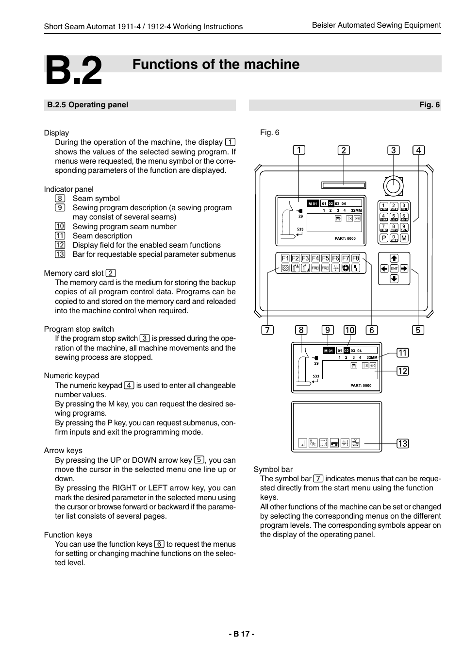 Functions of the machine | Beisler 1911-4 User Manual | Page 17 / 88