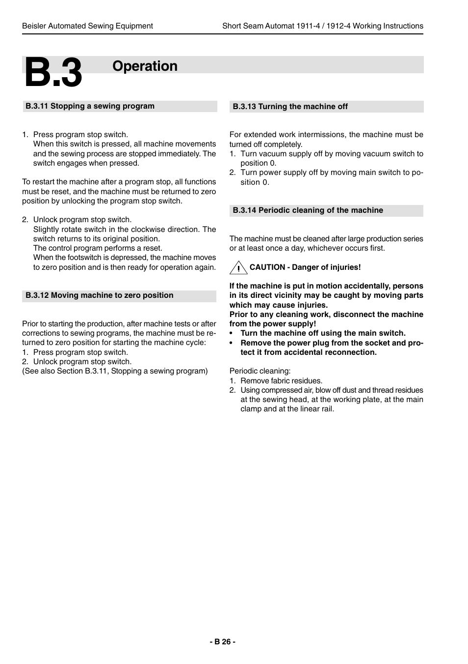 Operation | Beisler 1911-4 User Manual | Page 26 / 88