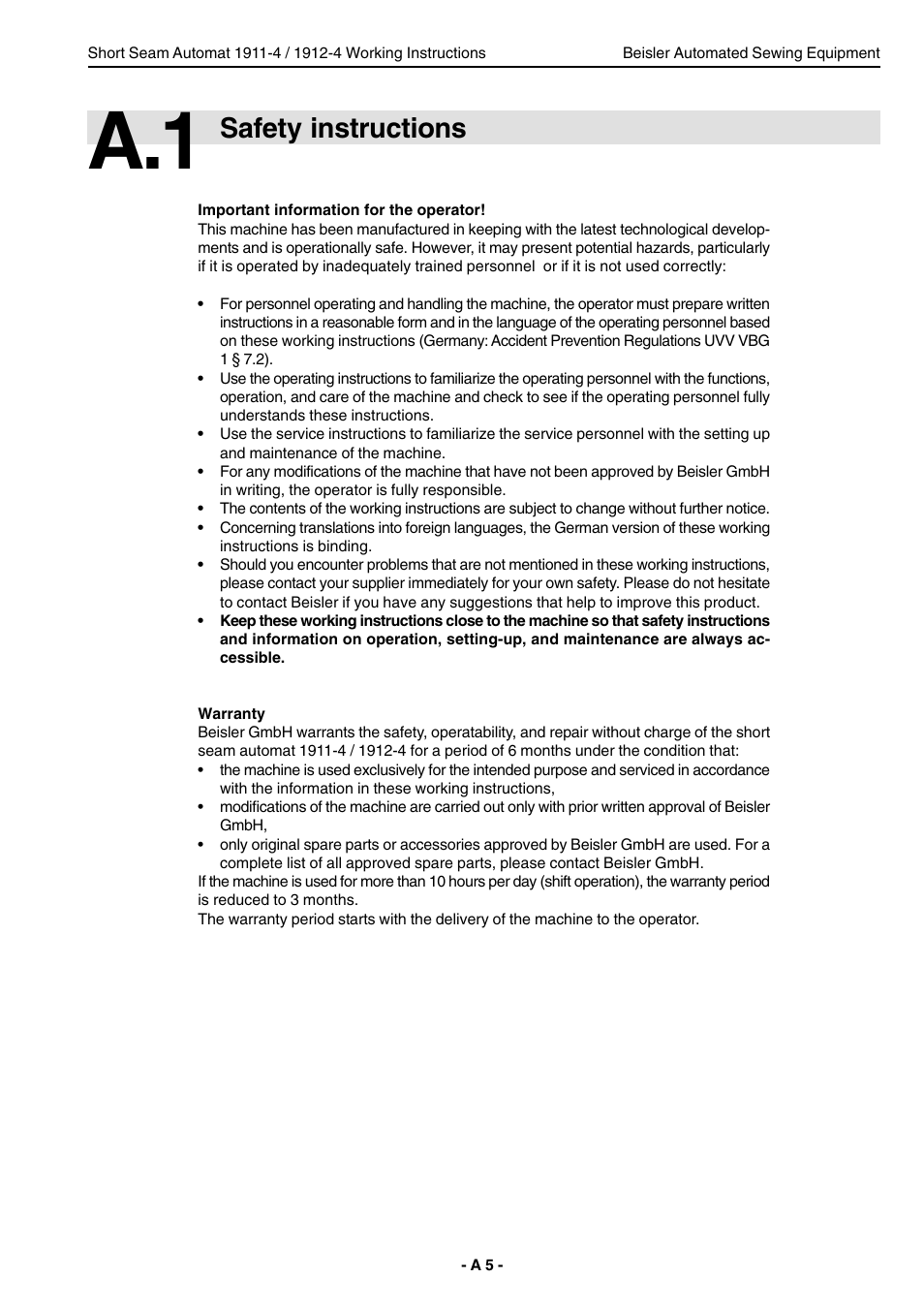 Safety instructions | Beisler 1911-4 User Manual | Page 5 / 88