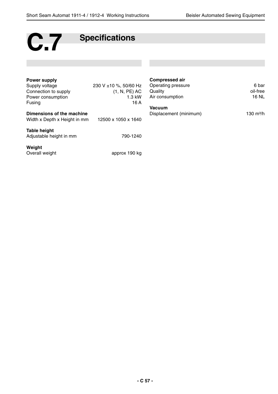 Specifications | Beisler 1911-4 User Manual | Page 57 / 88