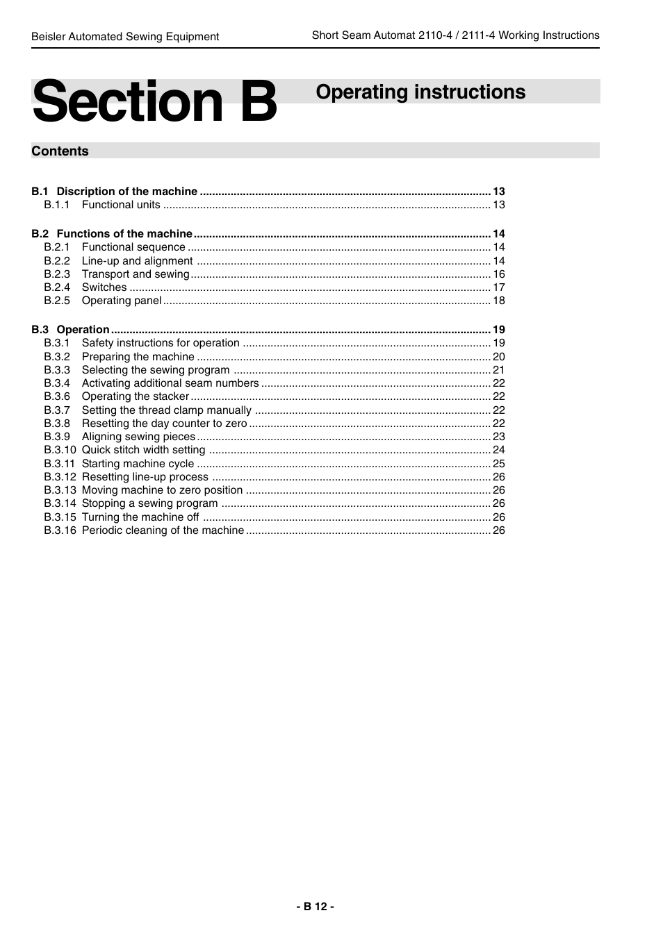 Operating instructions | Beisler 2111-4 User Manual | Page 12 / 88