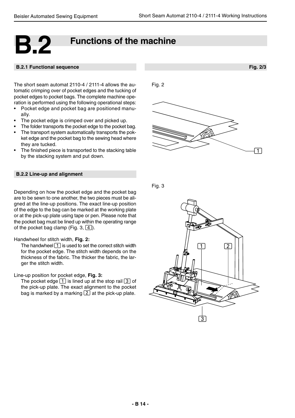 Functions of the machine | Beisler 2111-4 User Manual | Page 14 / 88