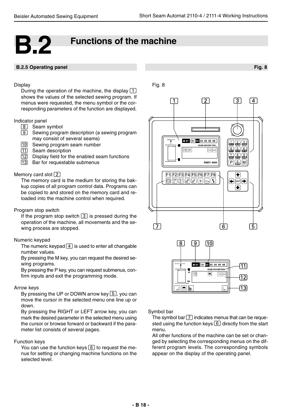 Functions of the machine | Beisler 2111-4 User Manual | Page 18 / 88