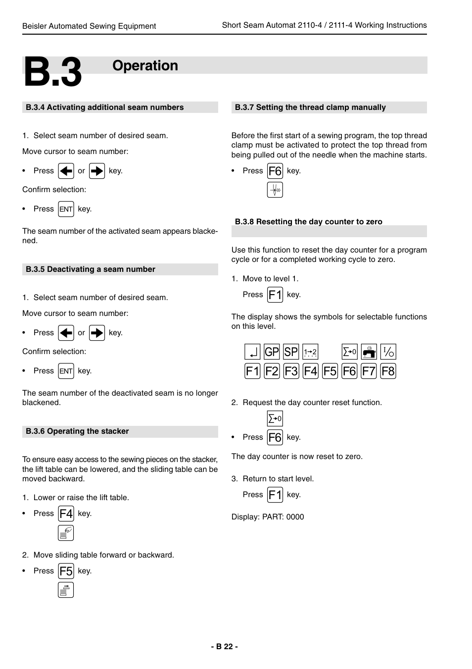 Operation | Beisler 2111-4 User Manual | Page 22 / 88