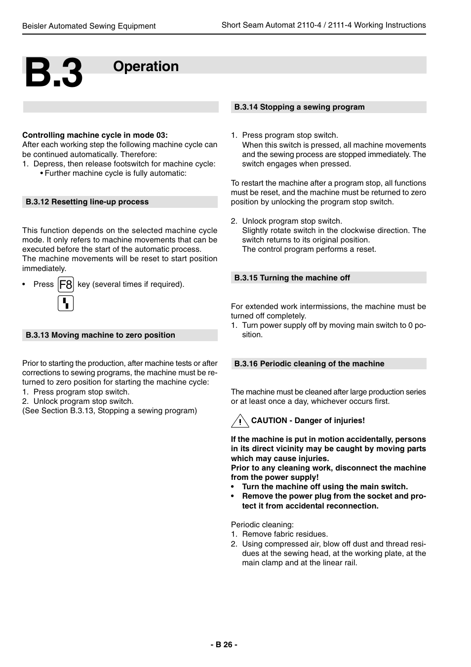 Operation | Beisler 2111-4 User Manual | Page 26 / 88