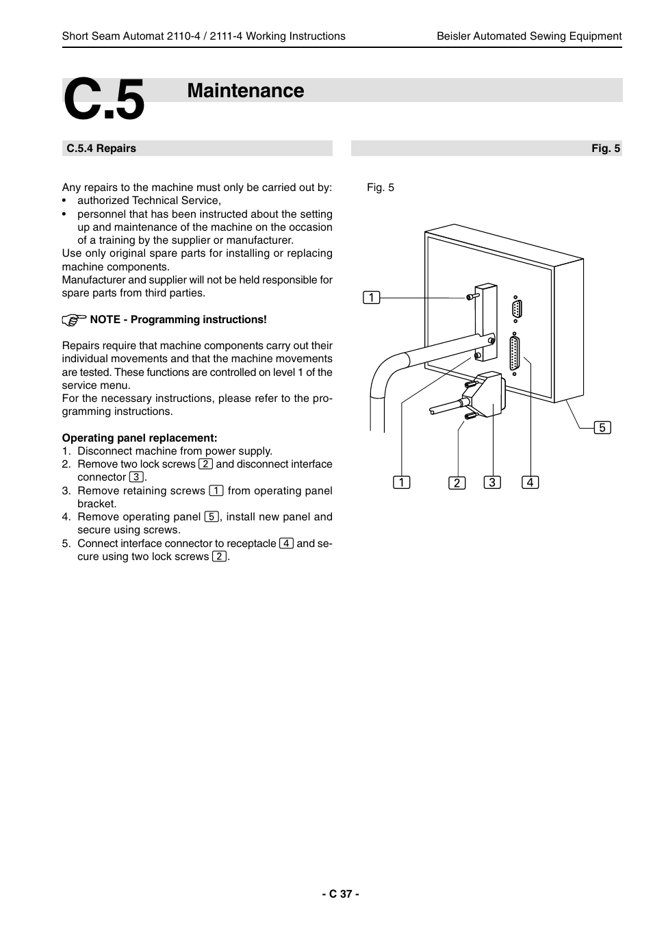 Maintenance | Beisler 2111-4 User Manual | Page 37 / 88